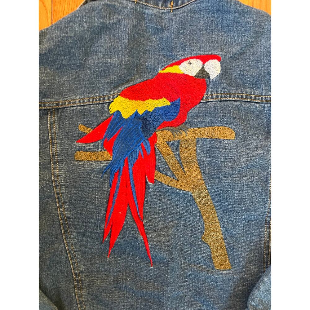 36 dot 5 Jean Jacket with Parrot Embroidery on Back - Picture 4 of 4